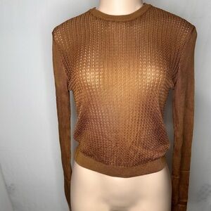 NWT FREE PEOPLE H20 CREW NECK PULLOVER  SWEATER TOP TIGER EYE GOLD SIZE S